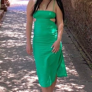 Beginning Boutique Mabel Cut Out Maxi Dress Green Women's 6 NWOT